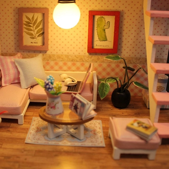 Maison de poupée en bois avec éclairage LED