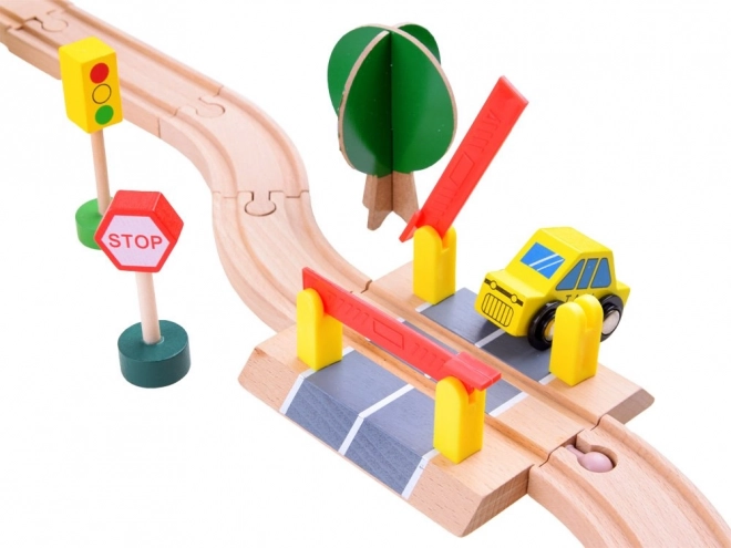 Train en bois avec locomotive et figurines