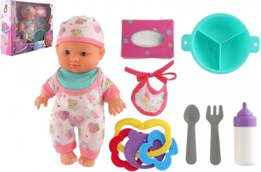 Poupée bébé 22 cm avec corps rigide et accessoires