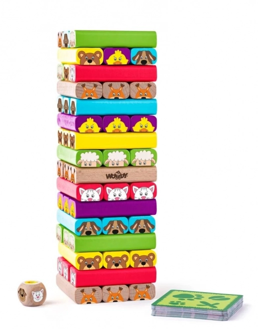 Tour colorée avec des animaux - jeu d'adresse