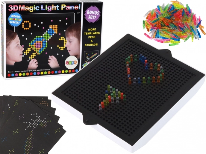 Tableau lumineux 3D magique avec picots, 276 pièces