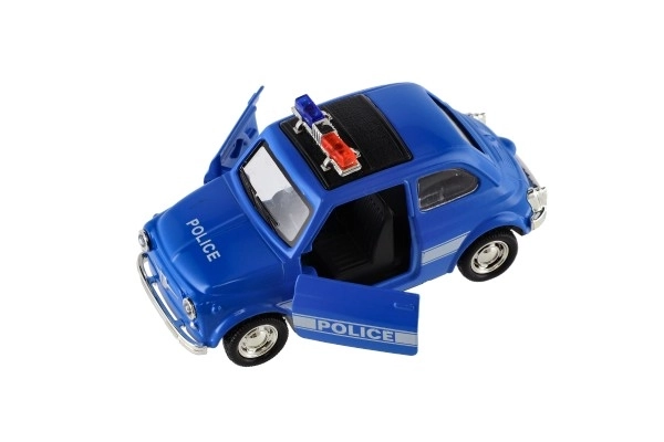 Voiture de police rétro 11cm en métal/plastique à rétrofriction sur batterie avec lumière 4 types