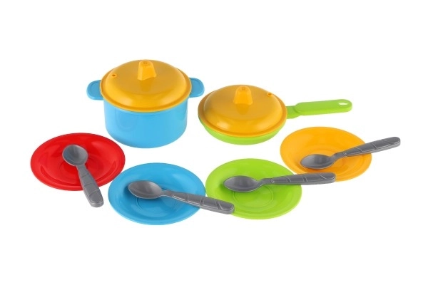 Set de vaisselle en plastique coloré 12 pièces en filet 12m+