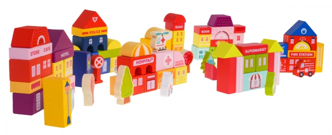 Ville en Bois – Ensemble de Construction pour Enfants à Partir de 3 Ans