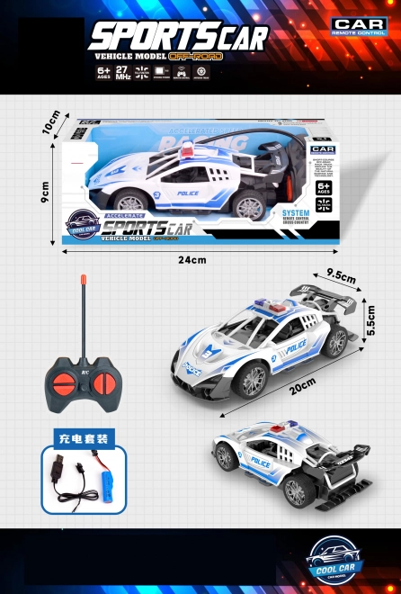 Voiture de police RC télécommandée 20 cm