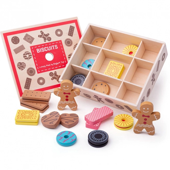 Bigjigs Toys Boîte avec des biscuits en bois