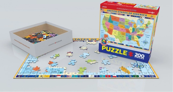 EUROGRAPHICS Puzzle Carte des États-Unis d'Amérique 200 pièces