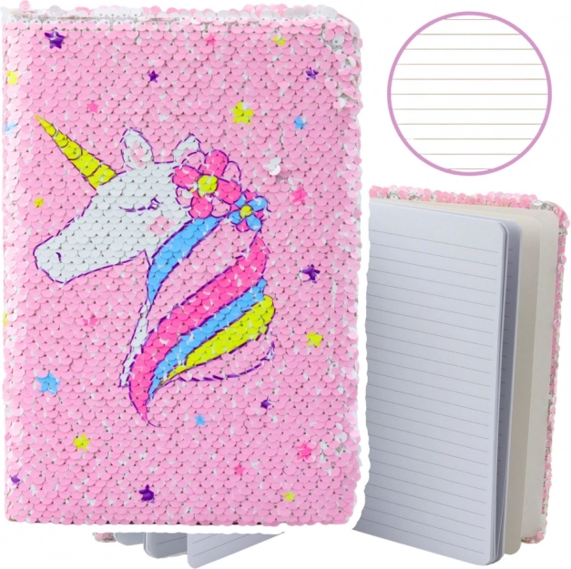 Carnet Licorne à Paillettes Réversibles A5, 80 pages