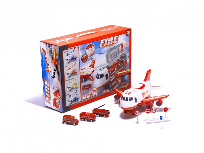 Avion de transport de pompiers avec petites voitures
