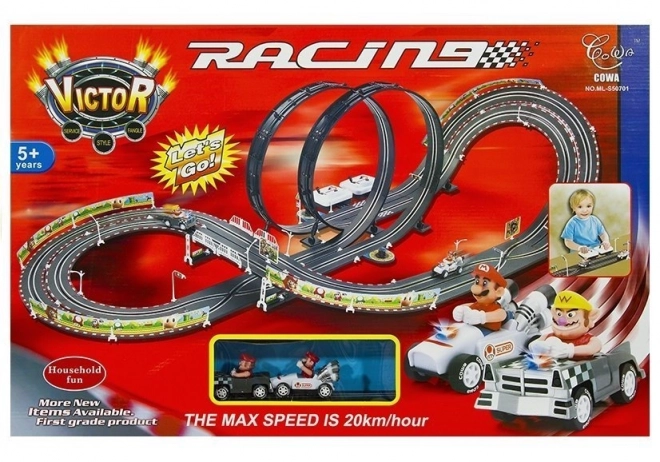 Piste de course électrique avec 2 voitures Mario RC