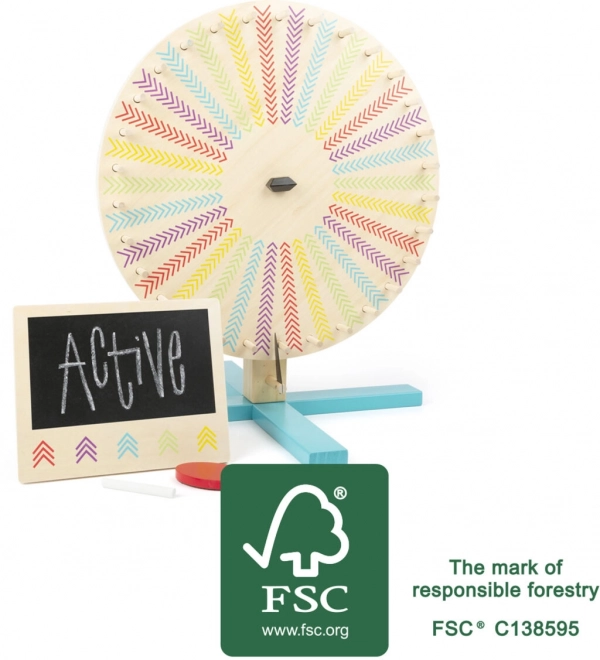 roue de la fortune en bois avec tableau scolaire SMALL FOOT Active