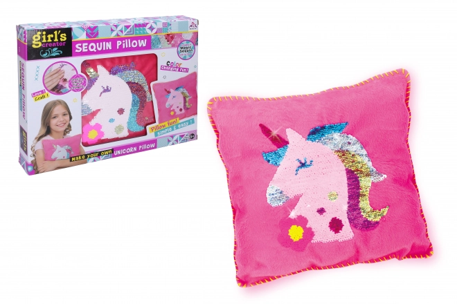 Coussin à paillettes licorne à coudre 30 x 30 cm