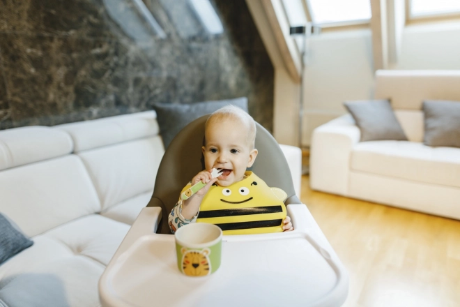 Bavoir en silicone avec motif amusant Bee