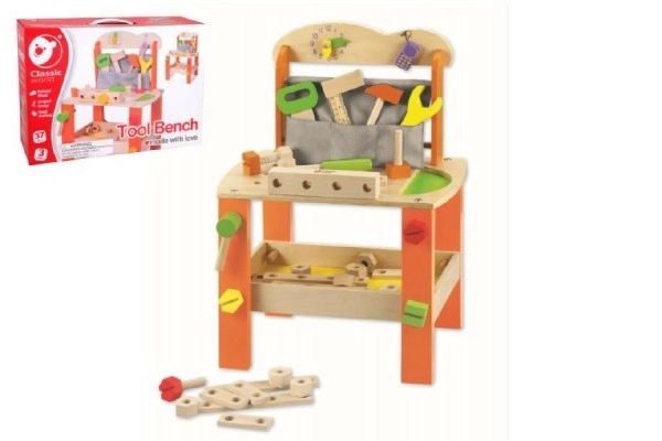 Banc de travail / Outils en bois 38 pièces 40x56x28cm dans une boîte 42x30x13cm