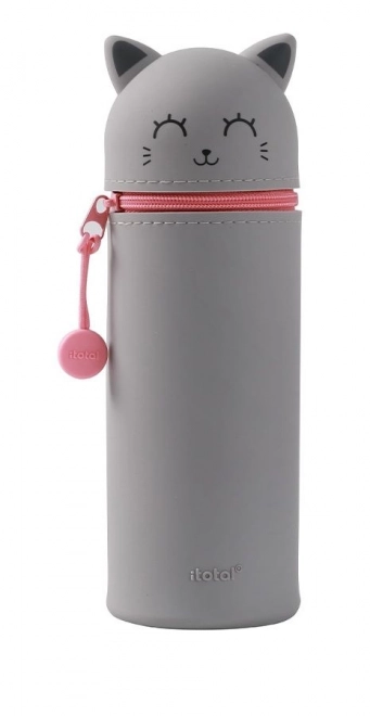 Trousse en silicone tube Cat Lovers chat gris