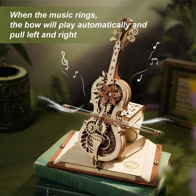 Casse-tête mécanique en bois RoboTime Violoncelle Magique (moteur électrique)