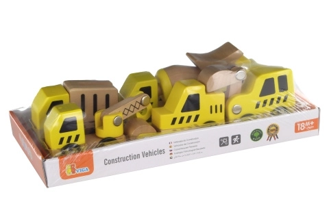 Set en bois de véhicules de chantier