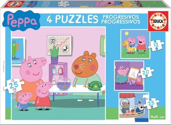 EDUCA Puzzle Peppa Pig 4 en 1 (12,16,20,25 pièces)