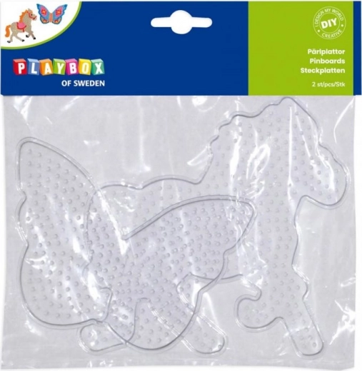 Playbox plaques pour perles à repasser – papillon et cheval, 2 pcs