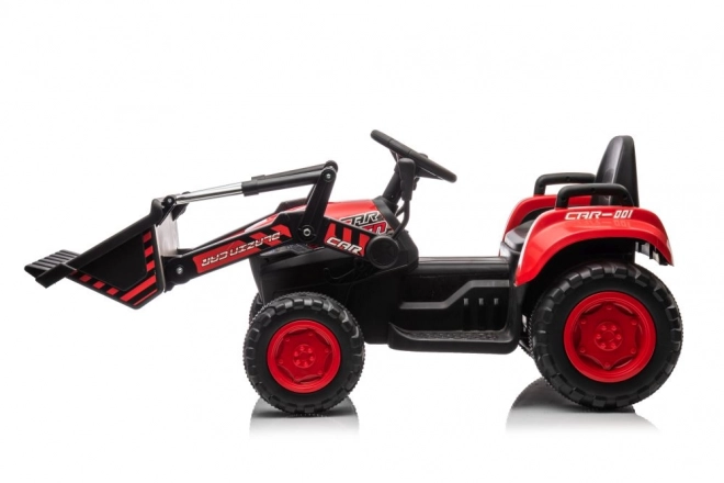 Tracteur rouge pour enfants avec batterie rechargeable et godet