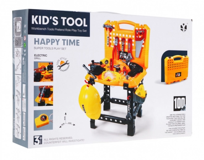 DIY ensemble 3 en 1 pour enfants 3+ Atelier 100 pcs, Mallette + table + équipement de construction