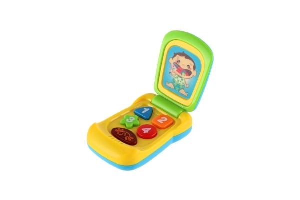 Téléphone mobile plastique 14cm avec pile avec son et lumière sur carte 11x20x5,5cm 18m+