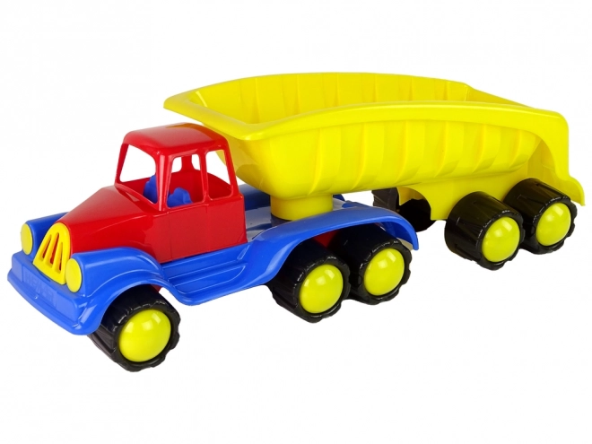 Grand camion jaune avec remorque 45 cm
