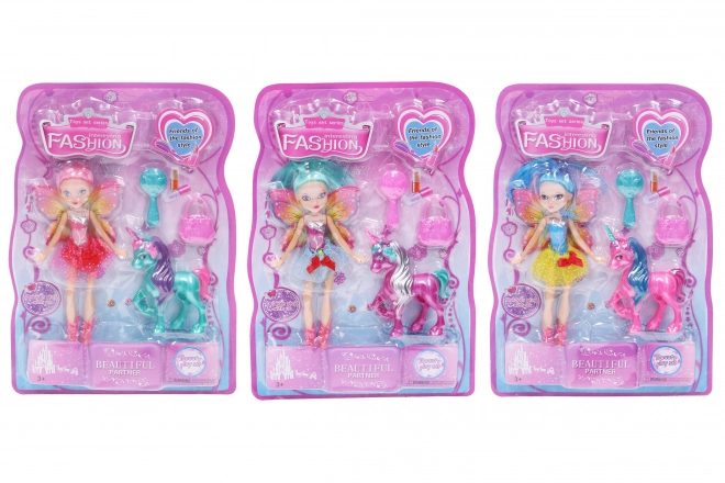 Poupée fée avec licorne 21 cm