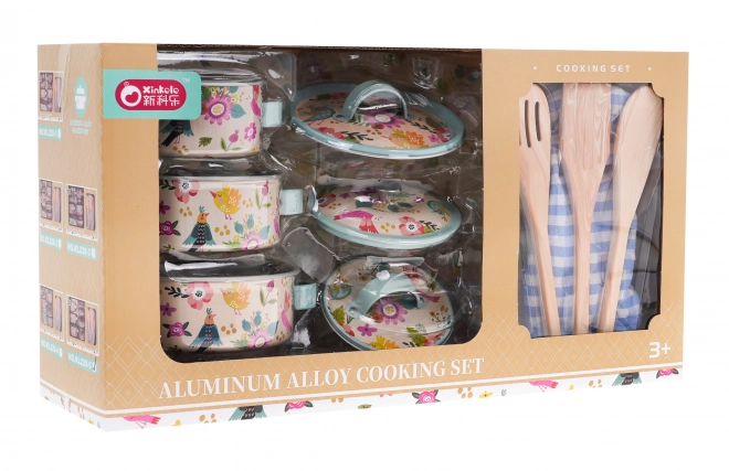 Ensemble de casseroles en aluminium avec accessoires de cuisine pour enfants