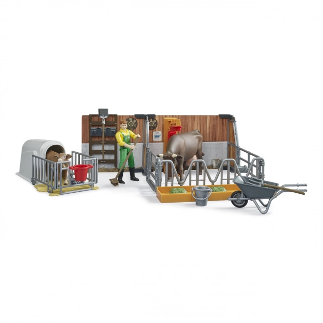 Étable pour bétail avec figurines et accessoires