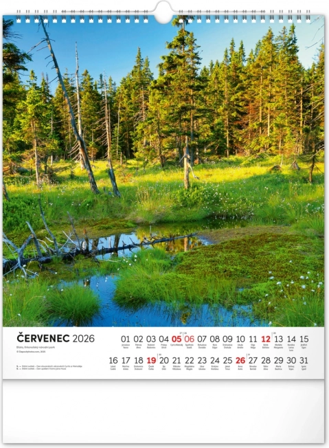 Calendrier mural Krkonoše 2026