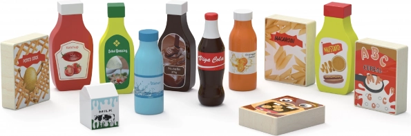 Viga Ensemble de Friandises et Boissons en Bois 12 Aliments