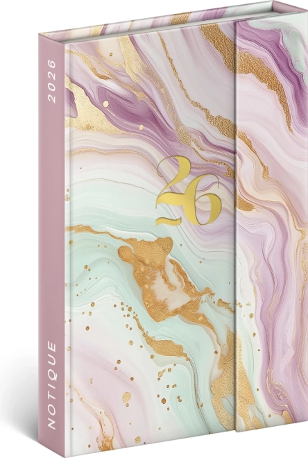 Notique Agenda Hebdomadaire Magnétique Marbre Rose 2026