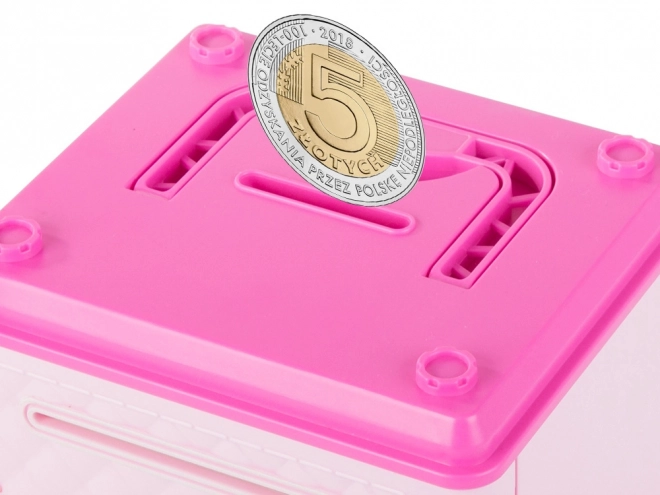 Coffre-fort pour enfants à code PIN pour pièces et billets - rose