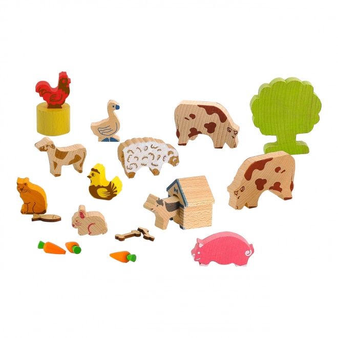 Jeujura Figurines en bois Animaux de la ferme