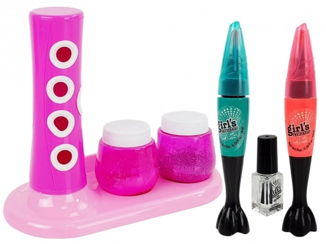 Ensemble de décoration des ongles pour enfants avec un distributeur de paillettes et des autocollants colorés