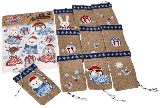 Transferts de Noël avec des animaux sur une petite feuille