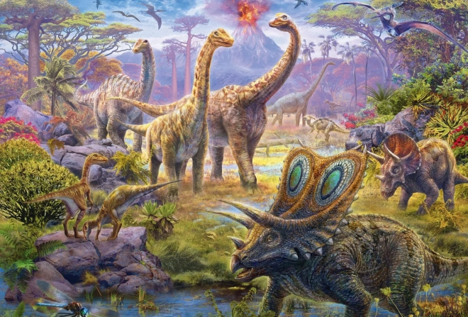 SCHMIDT Puzzle Dinosaure 4en1 dans une boîte en métal (60,60,100,100 pièces)