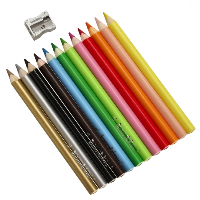 Crayons triangulaires avec taille-crayon Bambino - 12 pièces