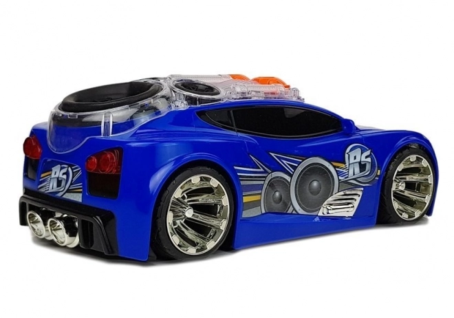 Voiture de sport DJ avec haut-parleurs sur le toit Lumières musicales