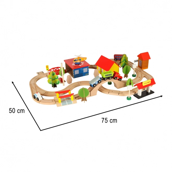 Ensemble de train en bois pour enfants 69 pièces