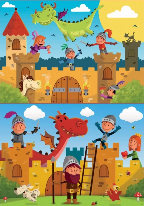 Puzzle dragons et chevaliers 2x48 pièces