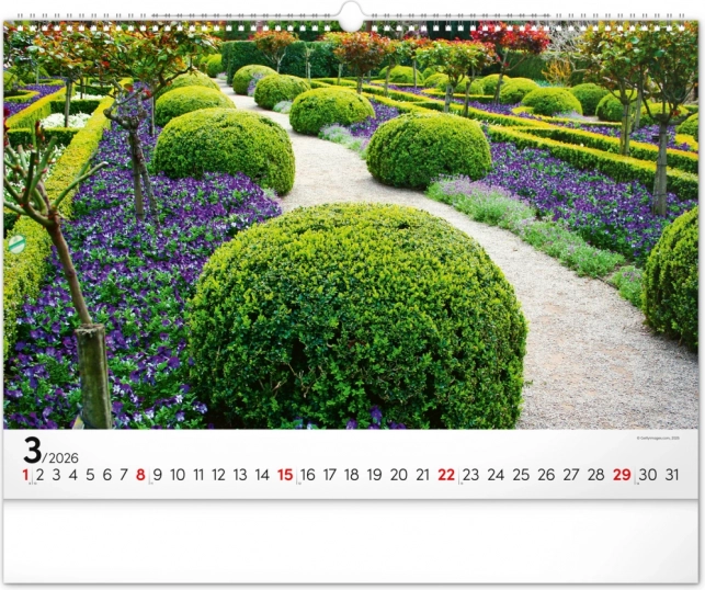 Calendrier mural Jardins 2026