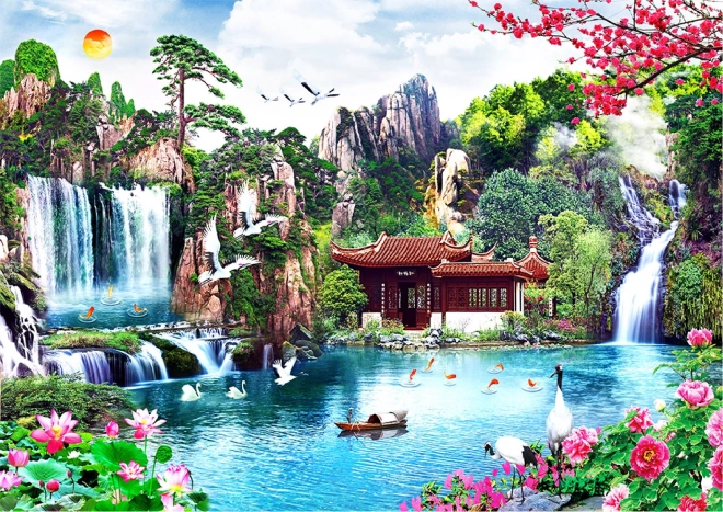 Puzzle en bois Cascades dans un jardin japonais