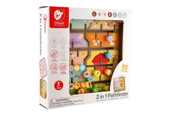 Labyrinthe éducatif en bois 2 en 1