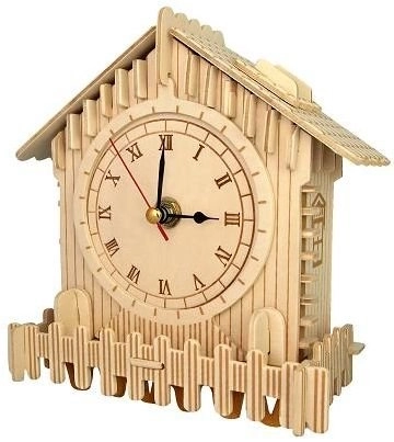 Puzzle 3D en bois – horloge avec mécanisme fonctionnel
