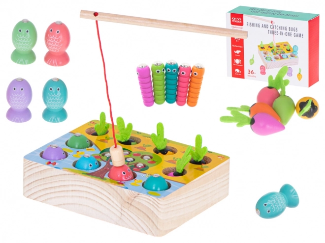 Jeu Magnétique - Pêche de vers, poissons et légumes