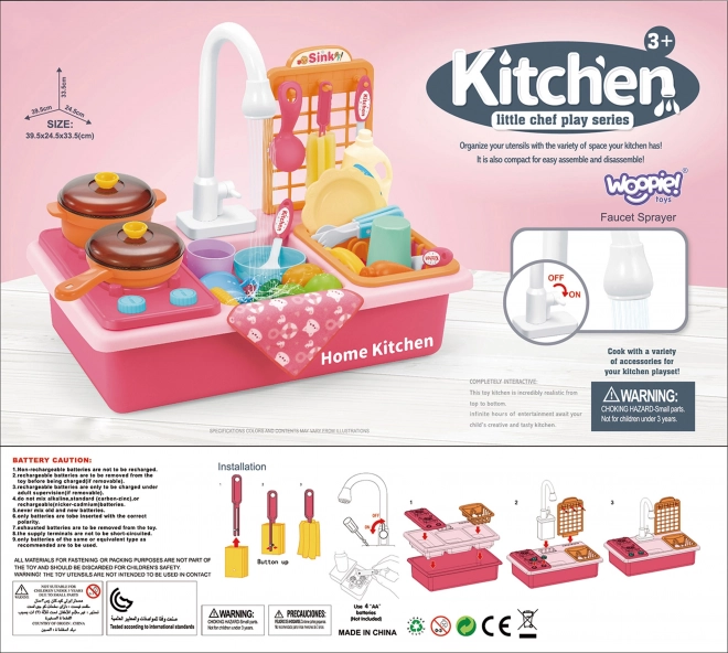 Woopie cuisine pour enfants avec évier rose