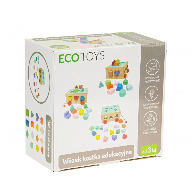 Chariot en bois de tri de formes avec blocs - bloc éducatif pour enfants
