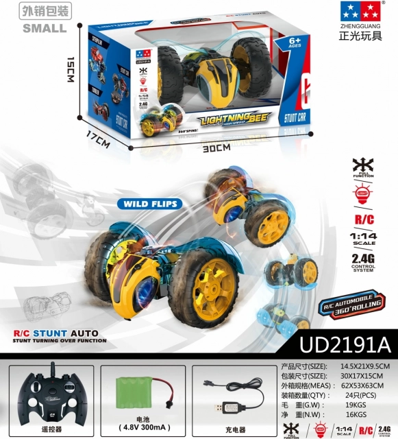 Voiture RC de cascades 1:14 avec rotation à 360° et 2,4 GHz